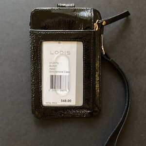 LODIS Astor Black Leather SmartPhone ID/Card Case/Wrist Strap/NEW/REDUCED PRICE!